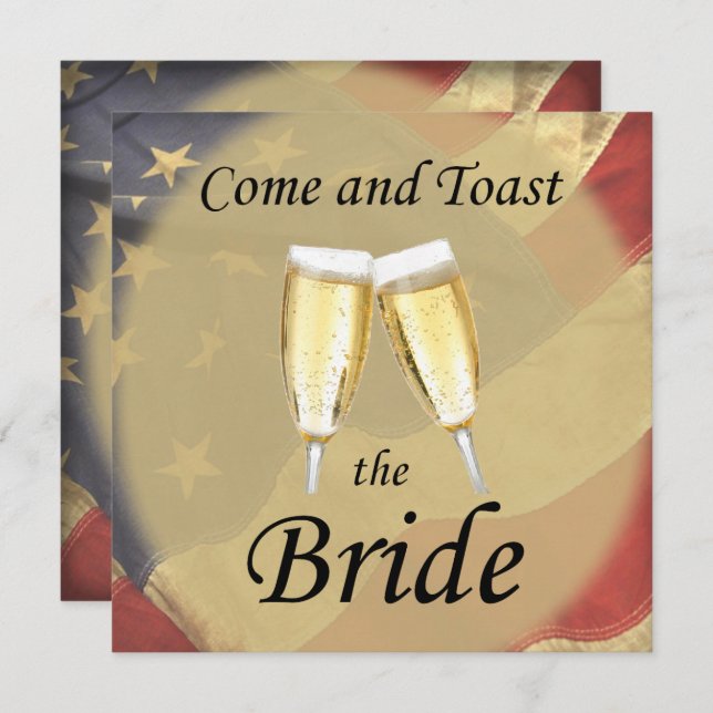 Invitation Enterrement de vie de jeune fille drapeau américai (Devant / Derrière)