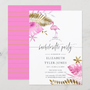 Invitation Enterrement de vie de jeune fille flamant rose tro