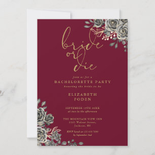 Invitation Enterrement de vie de jeune fille gothique floral 