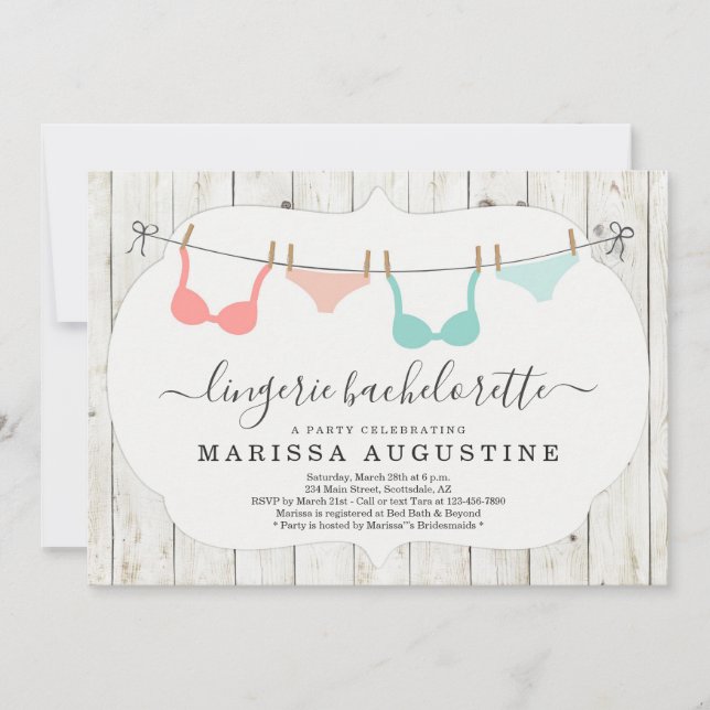 Invitation Enterrement de vie de jeune fille lingerie - Linge (Devant)