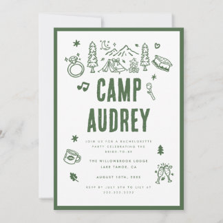 Invitation Enterrement de vie de jeune fille Moderne Camp Bri