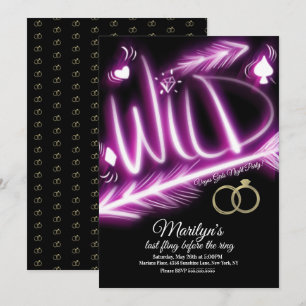 Invitation Enterrement de vie de jeune fille Neon Wild Vegas 