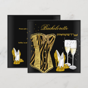 Invitation Enterrement de vie de jeune fille Or Noir Corset C