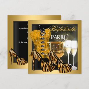 Invitation Enterrement de vie de jeune fille Or Noir Corset C