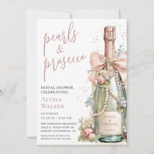 Invitation Enterrement de vie de jeune fille Perles & Prosecc