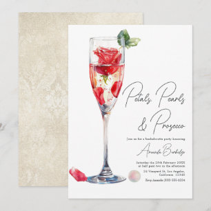 Invitation Enterrement de vie de jeune fille Petales, Perles 