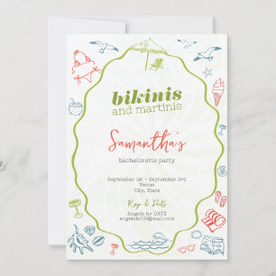 Invitation Enterrement de vie de jeune fille plage Bikinis &