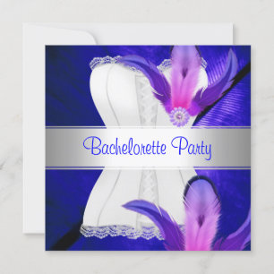 Invitation Enterrement de vie de jeune fille plume bleue