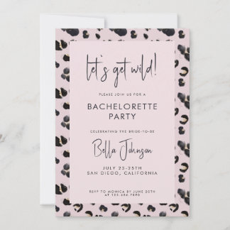 Invitation Enterrement de vie de jeune fille Rose Léopard Fou