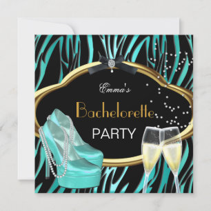 Invitation Enterrement de vie de jeune fille sarcelle bleu or