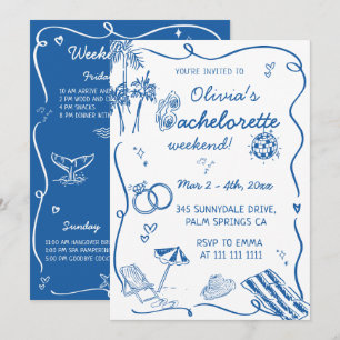 Invitation Enterrement de vie de jeune fille sur la plage des