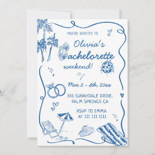 Invitation Enterrement de vie de jeune fille sur la plage des