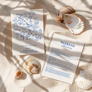 Invitation Enterrement de vie de jeune fille tropical Blue Do