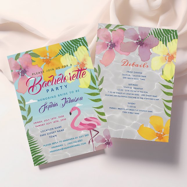 Invitation Enterrement de vie de jeune fille Tropical Luau (Créateur téléchargé)