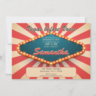 Invitation Enterrement de vie de jeune fille Vegas Before Vow