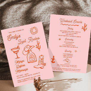 Invitation Enterrement de vie de jeune fille western dessiné 