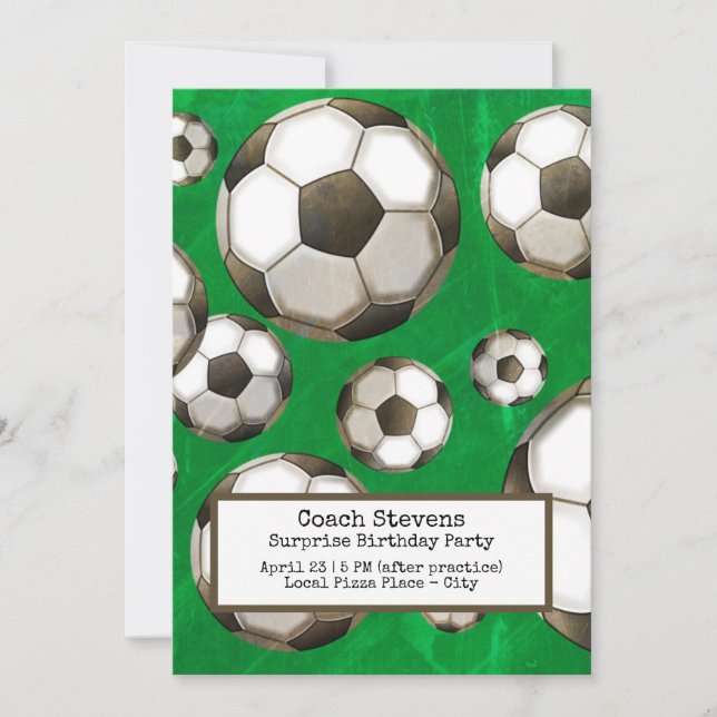 Invitation Entraîneur de football Surprise fête d'anniversair (Devant)