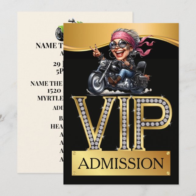 Invitation Entrée VIP à la fête des motards (Devant / Derrière)