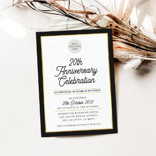 Invitation ENTREPRISE ANNIVERSAIRE affaires moderne noir or