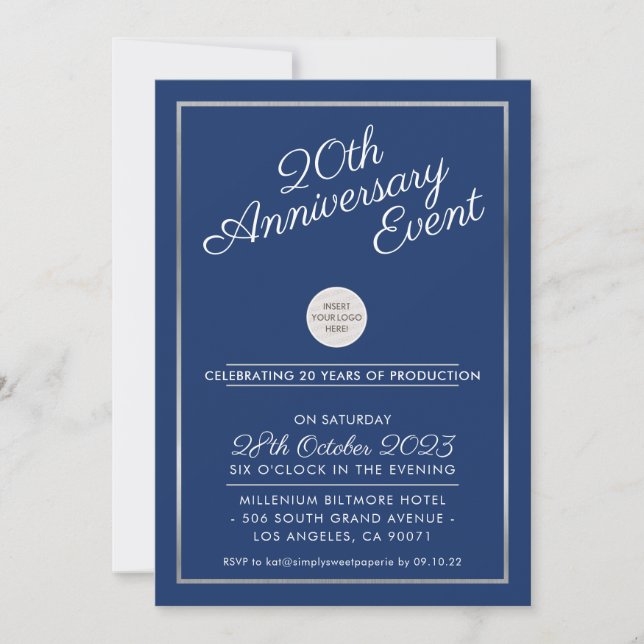 Invitation ENTREPRISE ANNIVERSAIRE d'affaires moderne argent  (Devant)