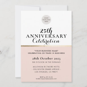 Invitation ENTREPRISE ANNIVERSAIRE élégant noir blush or rose
