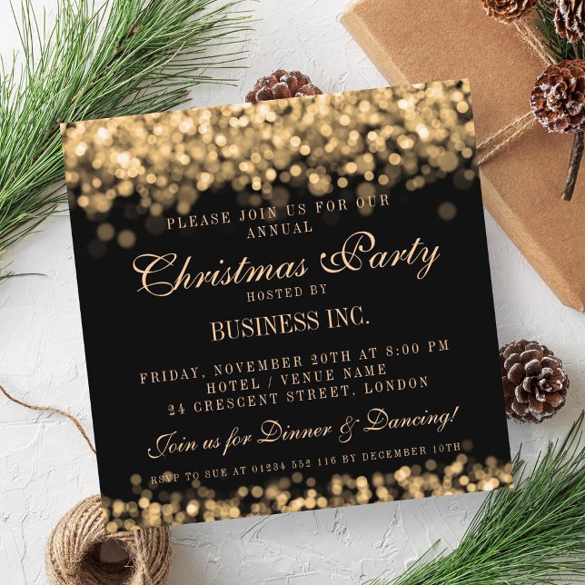 Invitation Entreprise Élégante Entreprise Fête de Noël Or (Créateur téléchargé)