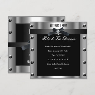 Invitation Entreprise Forme Cravate noire Métal argent