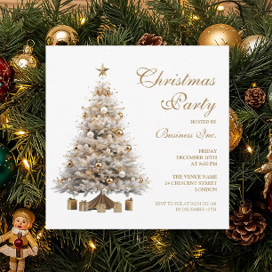 Invitation Entreprise Gold Noël Arbre fête
