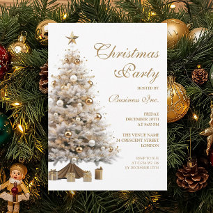 Invitation Entreprise Gold Noël Arbre fête