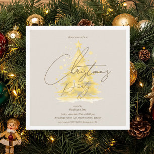 Invitation Entreprise Gold Noël Arbre fête