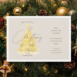 Invitation Entreprise Gold Noël Arbre fête