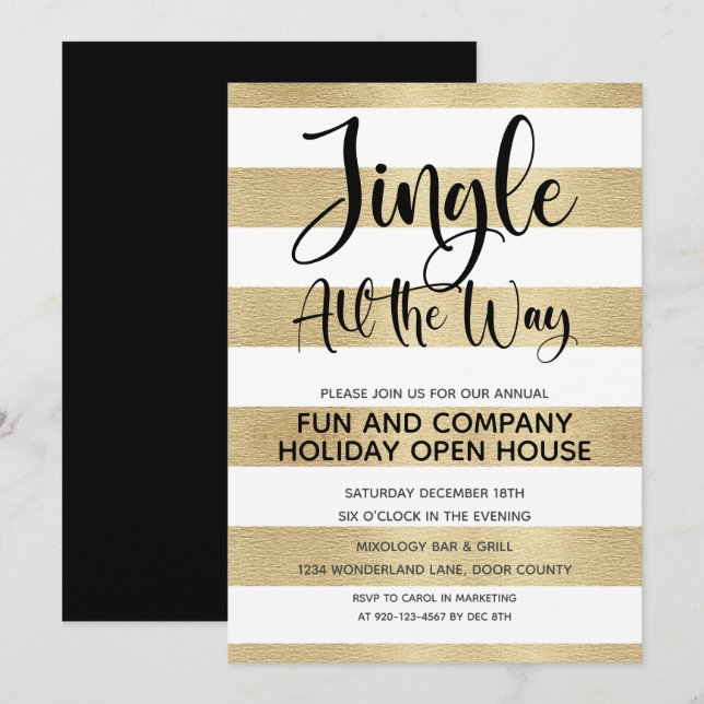 Invitation Entreprise Jingle Tout le chemin Holiday Open Hous (Devant / Derrière)