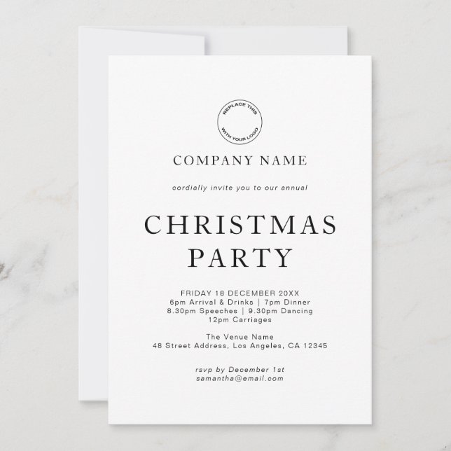Invitation Entreprise moderne N'importe quelle couleur Noël (Devant)