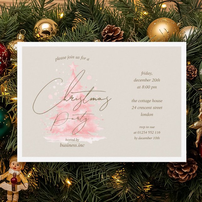 Invitation Entreprise Red Christmas Tree Fête (Corporate Red Christmas Tree Holiday Party Invitation)