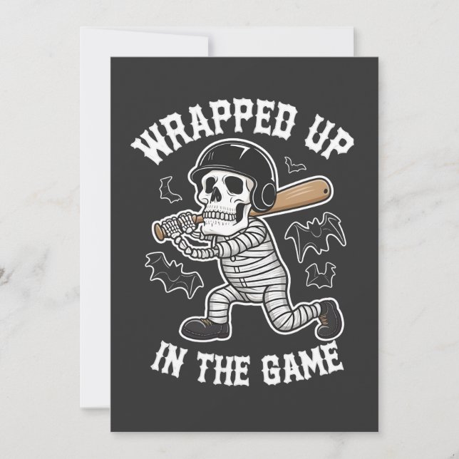 Invitation Enveloppé dans le jeu baseball Halloween (Devant)