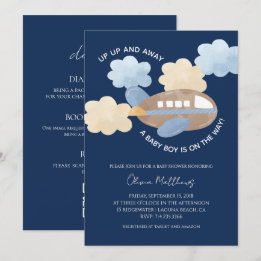 Invitation Envol Aquarelle Garçon Baby Shower