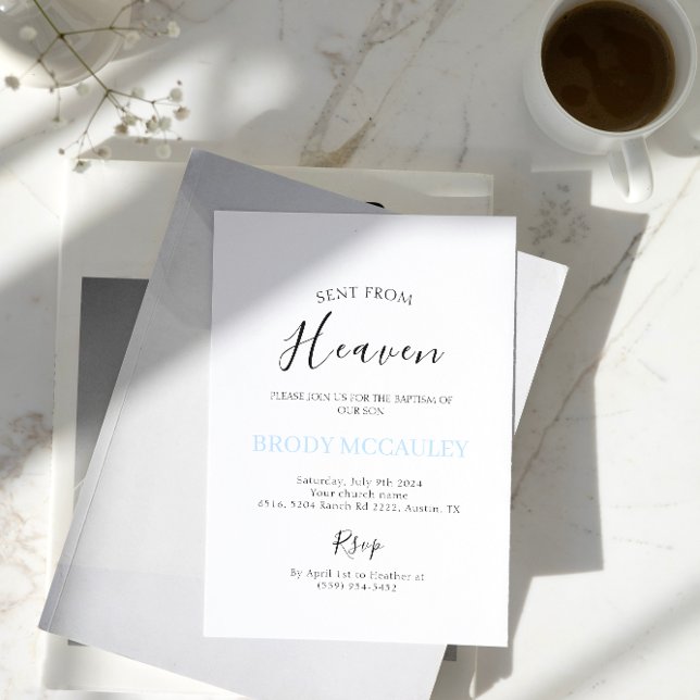 Invitation Envoyé par Heaven Cloud Baptism Baby Boy Invitatio (Créateur téléchargé)