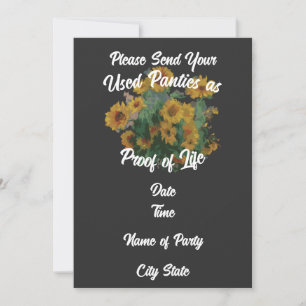 Invitation Envoyez vos culottes usagées comme preuve de vie
