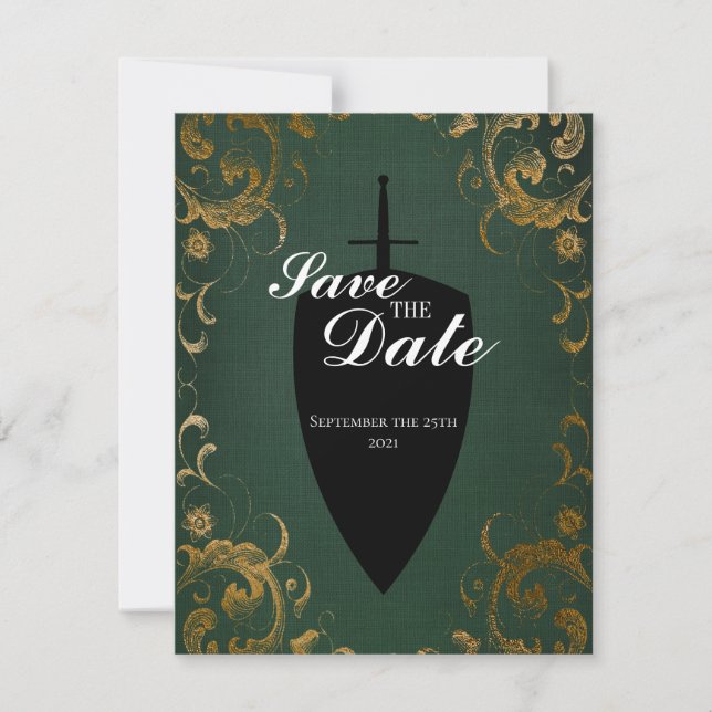 Invitation Épée médiévale Élégant Jeu de plateau Save theDate (Devant)
