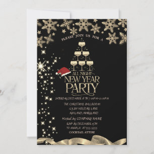 Invitation Éperche d'or, Verre, Snowflakes Noël d'entreprise