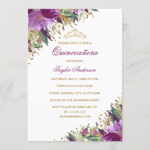 Invitation Éperche Tiara Amethyst Plurale violette Quinceaner