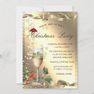 Invitation Éperche, Verre, Fête corporative Holly Berry
