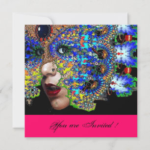 Invitation ÉPHÉMÈREBal masqué de Mardi Gras,fuchsia noir
