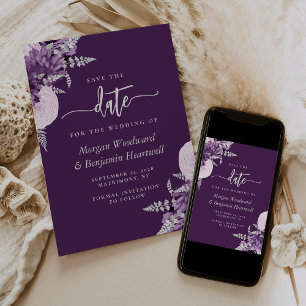 Invitation Épinglez la date de mariage florale argentée et li