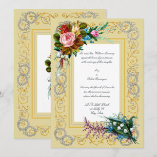 Invitation Époque victorienne Floral Wreath & Bouquets Mariag