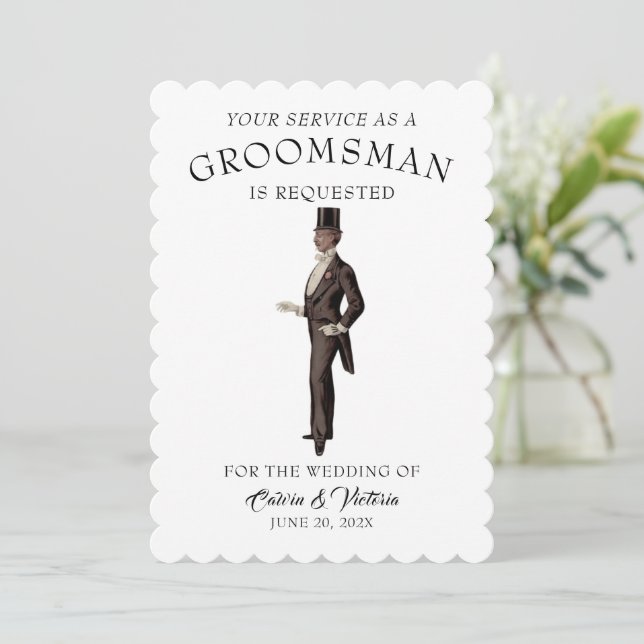 Invitation Époque victorienne Groomsmaqn (Debout devant)