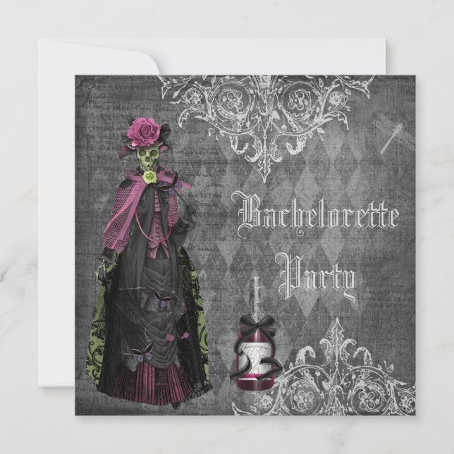 Invitation Épouse gothique Skeleton Shabby Chic Bachelorette (Devant)