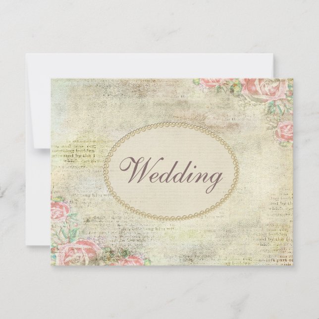 Invitation Épouser chic minable imprimé de perles et de roses (Devant)