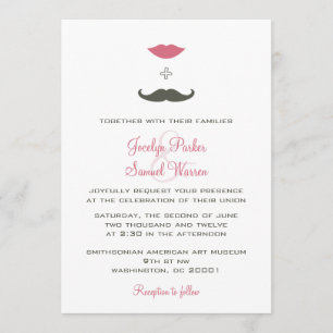 Invitation Épouser élégant de moustache et de lèvres