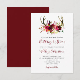 Invitation Épouser floral d'andouillers d'aquarelle de Boho